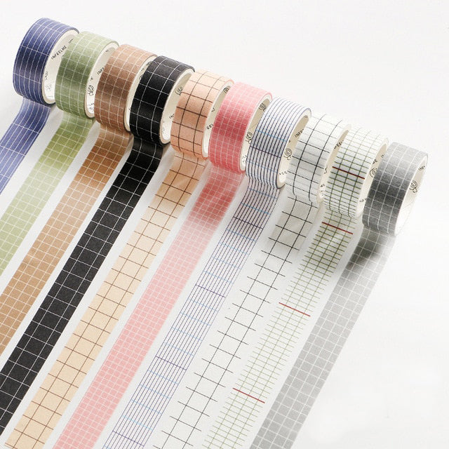10 piece washi tape set in simple beautiful plaid patterns that are perfect for note-taking, tone-setting in any notebooks or journal books.